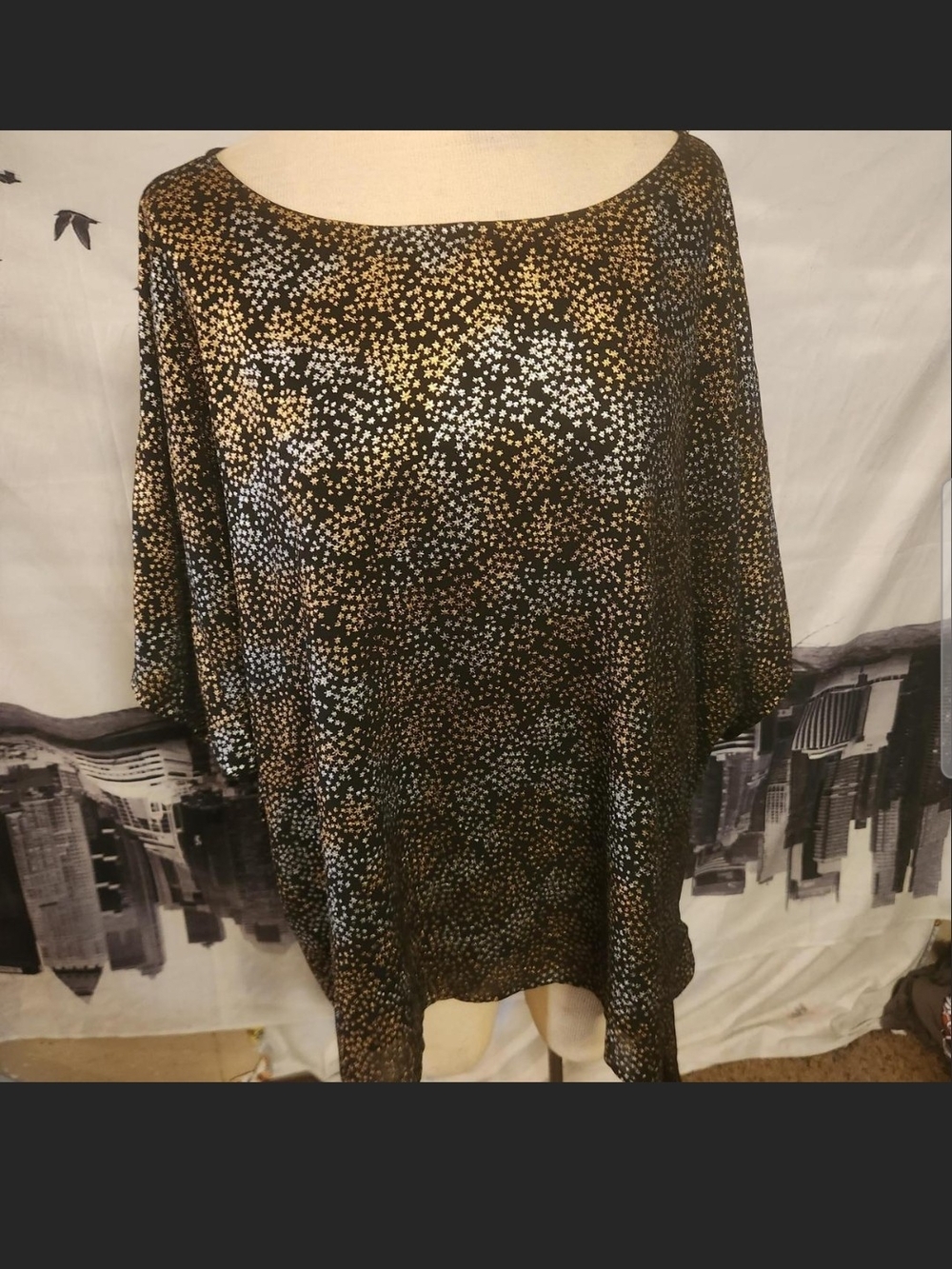 Michael Kors Black Metallic Gold Star-Print Tunic